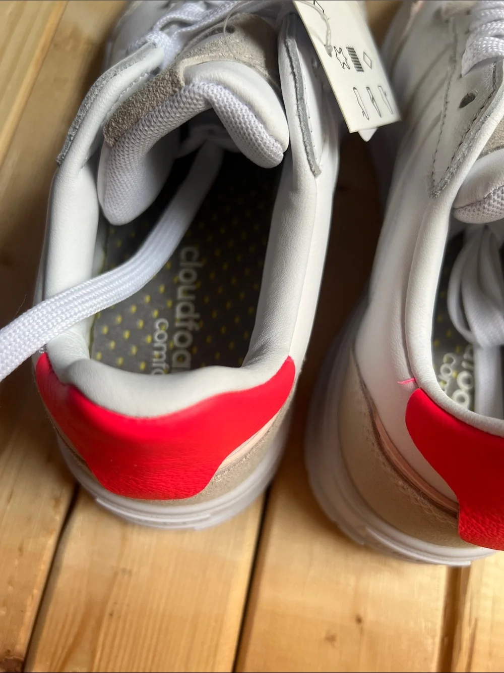 adidas White Sneakers with Pink Heel Detail